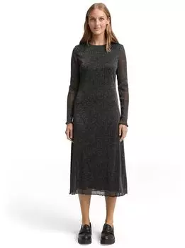 Tom Tailor Denim Midikleid mit Glitzer-Effekt (1048607) schwarz/silber