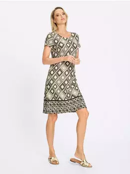 Heine Jersey Kleid (46729835) khaki/champagner/bedruckt