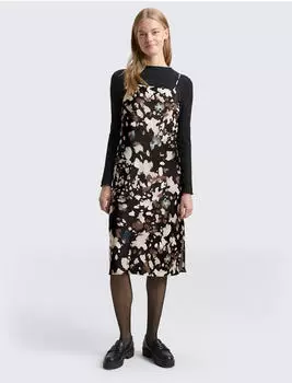 Tom Tailor Denim Kleid mit Animalprint creme/schoko/schwarz