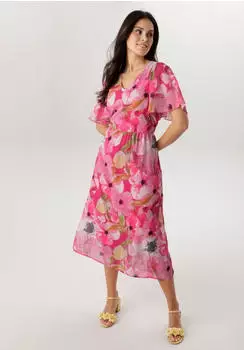 Aniston Midikleid mit floraler Musterung anthrazit/apfel/pink/rosa