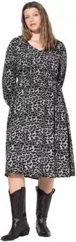Studio Untold Midikleid Leo elastische Taille (843664) steingrau/hellgrau/schwarz