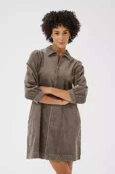 Part Two Eyvorpw Cord Hemdblusenkleid grau