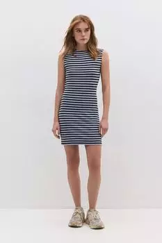 No Matter What Gestreiftes Neckholder Midikleid Bodycon (8684170100962) marine/weiß