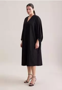 Seidensticker Schwarze Rose 1/1 V-Neck Uni Sommerkleid (60.851315-0039) schwarz