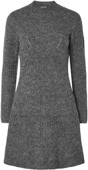 Y.A.S Kleid mit Stehkragen, Lochmuster, schmale Passform dunkelgrau