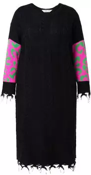 Angel of Style Strickkleid Straight Fit Midilänge Fransen schwarz