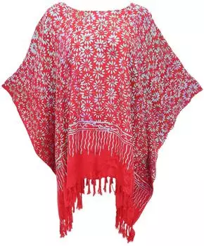 Guru-Shop Batik Kaftan Tunika Oversize (57188) rot