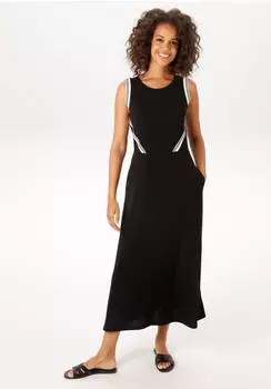 Aniston Jerseykleid mit raffiniertem Ausschnitt und Bindebändern schwarz/weiß