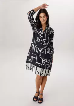 Aniston Blusenkleid mit abstraktem Linienmuster schwarz/weiß