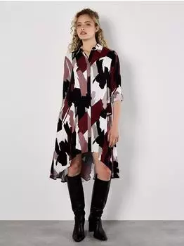 Apricot Hemdblusenkleid mit verdeckter Knopfleiste bordeaux