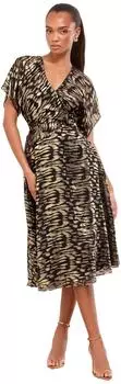 Lipsy Ausgestelltes Chiffon-Midikleid gold/schwarz