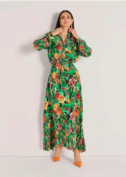 Madeleine Druckkleid Stretchkleid mit Blumenmuster opalgrün/multicolor