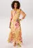 Aniston Wickelkleid mit Batikblüten gelb/apricot/rosa/moosgrün/orange/oliv/braun/marine/weiß/beere/taupe