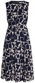 Betty Barclay Chiffonkleid ärmellos dunkelblau/natur