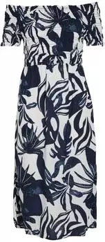 Vila Vilisa Off Shoulder Midi Smock Dress Slim Fit (14107132) navy