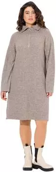 Ulla Popken Strickkleid mit Troyerkragen (831589) beige