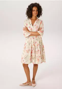Aniston Sommerkleid mit Blumendruck und Paisleymuster (24387233) hellbeige/grün/rosa/rot/apricot/fuchsia/petrol/taupe/hellbraun