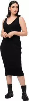 Ulla Popken Rippstrick Slim Kleid (817591) schwarz