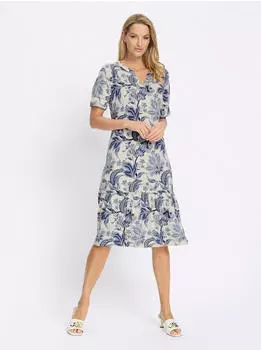 Heine Jerseykleid (52293423) champagner/marine/bedruckt