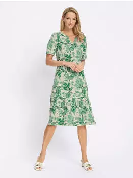 Heine Jerseykleid (32344814) champagner/grasgrün/bedruckt