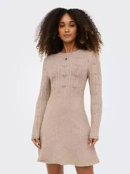 Only Onlkatia Strickkleid Langarm (15232502) beige melange
