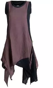 Vishes Zipfeliges Lagenlook Kleid/Tunika aus handgewebter Baumwolle