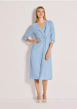 Madeleine Elegantes Stretchkleid in Wickel-Optik (22609762) himmelblau