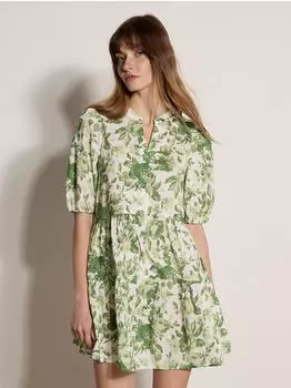 Apricot Minikleid mit Rüschen grün/pastellgrün/offwhite