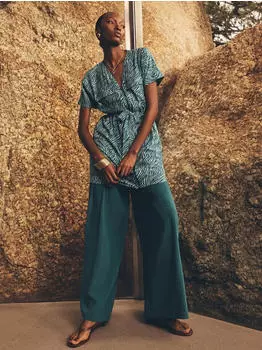 Apricot Minikleid mit R&uuml;schen (24620327) blaugr&uuml;n