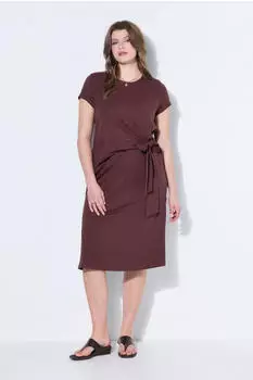 Studio Untold Midi Jerseykleid A-Linie mit Drapierung und Bindeband (850644) schokolade