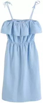 Next Fashion Jeanskleid Denim-Minikleid mit Puffärmeln blau
