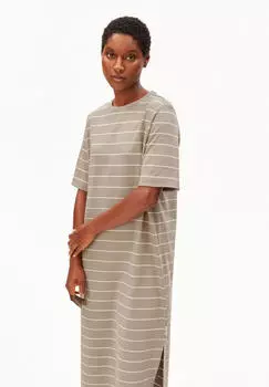 armedangels Fein gestreiftes Midi-Kleid aus Bio-Baumwoll Mix (30007402) seal grey-undyed