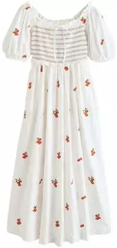 Next Fashion Robe Kleid mit Blumenmuster, Normale Passform (V3183220) grün/orange/rot/weiß