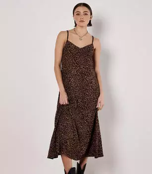 Apricot Animal Print Trapeze Cami Maxi Dress (31768601) braun