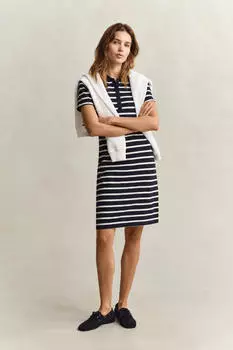 GANT Slim Striped Pique Polo Polokleid Slim Fit (13595546) evening blau