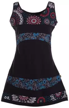 Vishes Minikleid Ärmellos Bedruckt Patchwork Jersey (A-1925/sw/L) schwarz