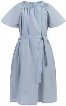 DreiMaster Classic Sommerkleid Gestreift Normale Passform hellblau/weiß
