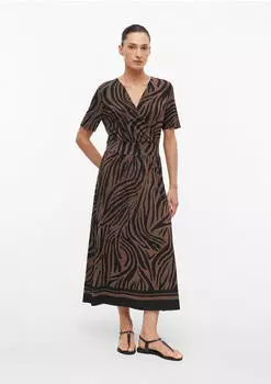 s.Oliver Midi Wickelkleid Regular Fit (2178054) schwarz/braun