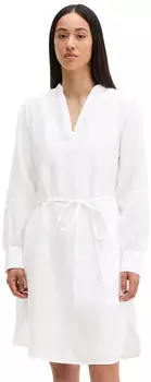 Marc O'Polo Hemdblusenkleid mit versteckter Knopfleiste / Midikleid mit Taillenbindeband (72788464) weiß