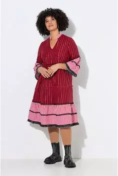 Angel of Style Maxi Dress Jacquard Mix 3/4 Ärmel (848782) dunkelrot