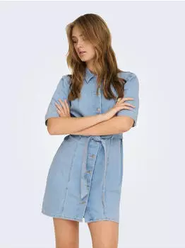 Only ONLVIBBE SS BELT DNM DRESS AKM Jeanskleid Regular Fit Washed (15372569) blue denim