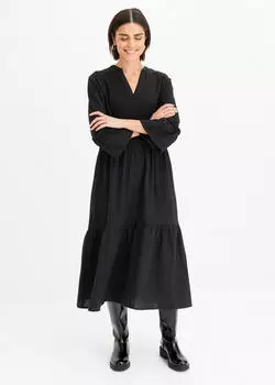 bonprix Sweatkleid Oversized aus Musselin (36354253) schwarz