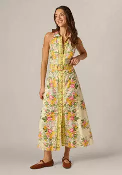 Adrianna Papell Bedrucktes Baumwoll-Midi-Sommerkleid mit lockerer Passform hellbeige/mischfarben
