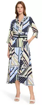 Betty Barclay Jersey Kleid mit Raffung blau/gr&uuml;n