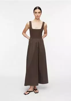 Comma Kleid im Fabricmix mit Popeline-Rock und Eingrifftaschen braun (2182683.8943)