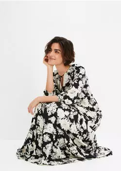 bonprix Maxikleid aus Viskose mit ausgestellter Passform (93827595) schwarz