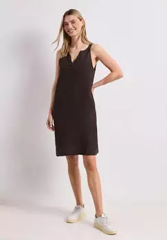 Street One Knielanges Leinenkleid mit Split Neck (A144758) espresso brown