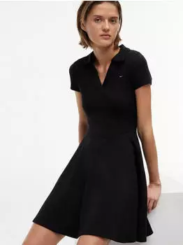 Tommy Hilfiger TJW RIB F&F POLO MINI DRESS EXT Polokleid Regular Fit (DW0DW22845) schwarz