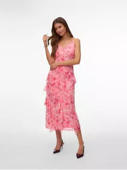 Vero Moda VMSMILLA Tr&auml;gerkleid mit R&uuml;schendetail (10346307) rose shadow aop:sally
