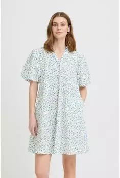 ICHI Qwin Dr Dress cloud dancer/blue flower